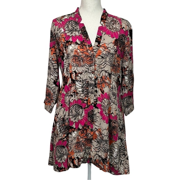 MASAI - SZ SMALL & OVERSIZED - VIBRANT FLORAL PATTERN - TUNIC TOP- POCKETS - B10 - Picture 1 of 13